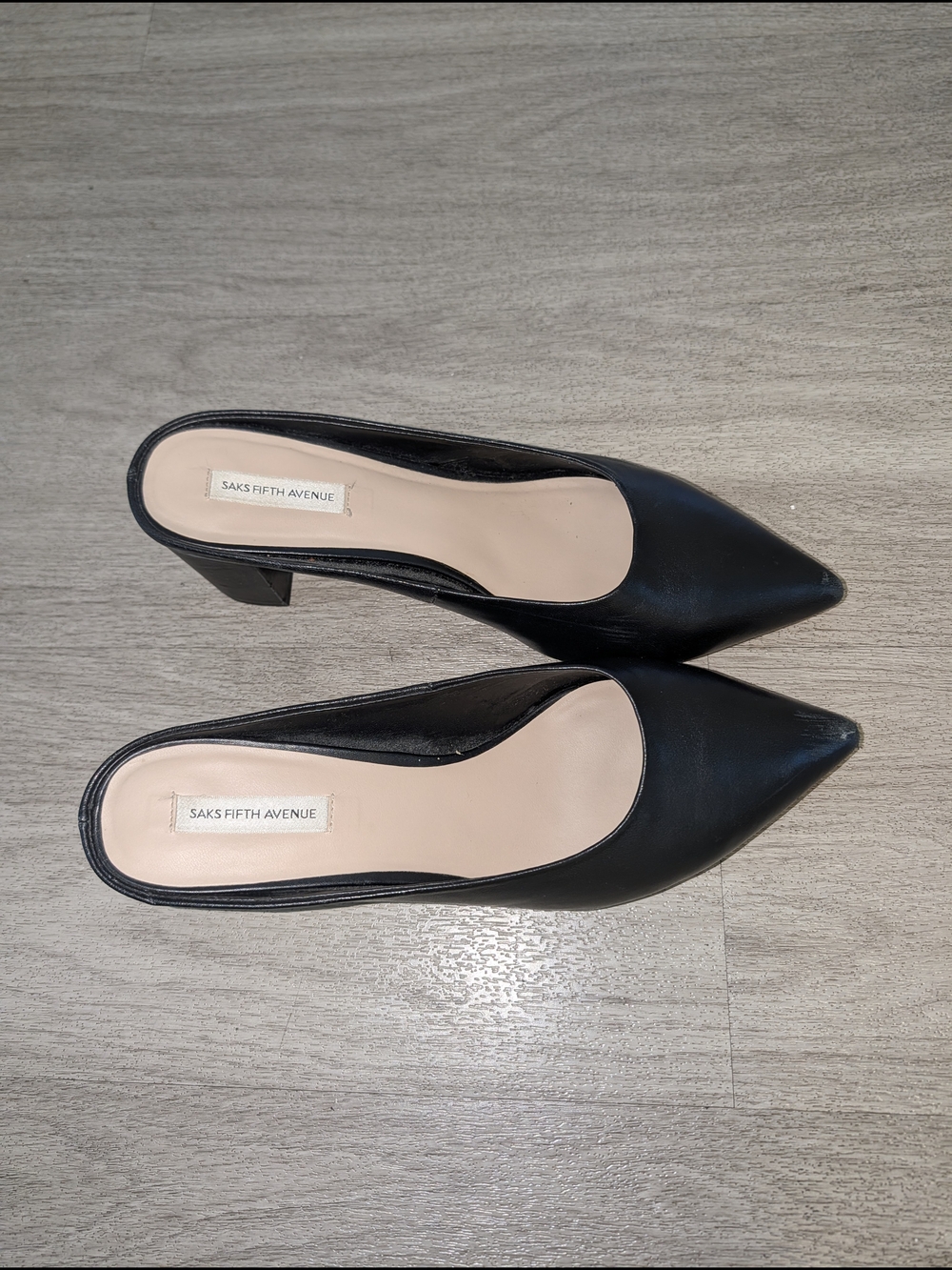Saks Fifth Avenue Black Pointed-Toe Mule Heels
